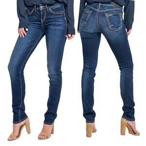 Silver Jeans Avery High Rise Straight Leg Jeans Size 32 Dark Wash